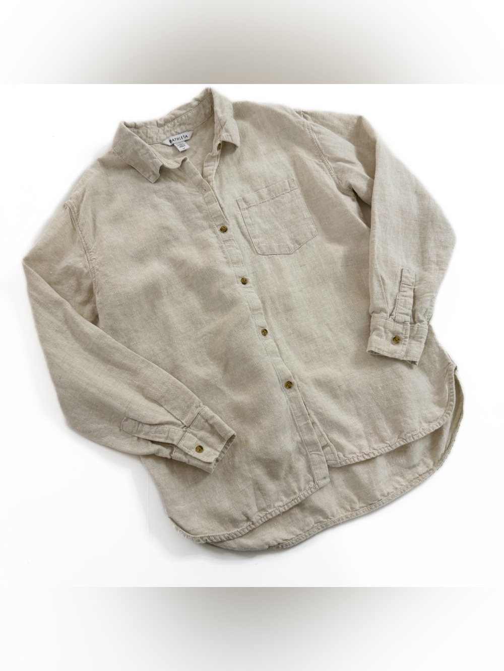 Athleta Shirt Womens Medium Retreat Linen Button Down